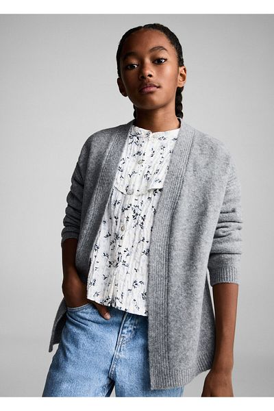 MANGO Woman Metal Gray Girl's Cardigan 77077931