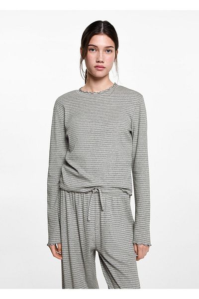 MANGO Woman Grauer Mädchen-Pyjamahose aus Metall 77096731