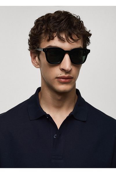 MANGO Tricou cu gât polo pentru bărbați albastru strălucitor 77090584