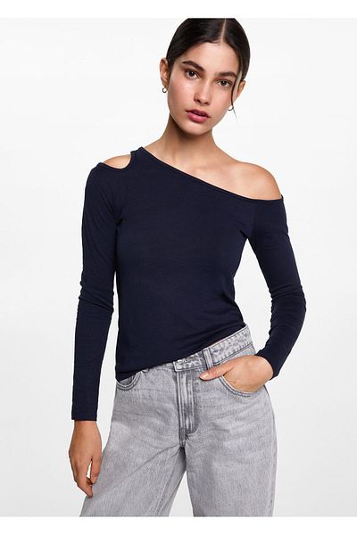 MANGO Woman Navy Blue Girl's T-Shirt 77014785