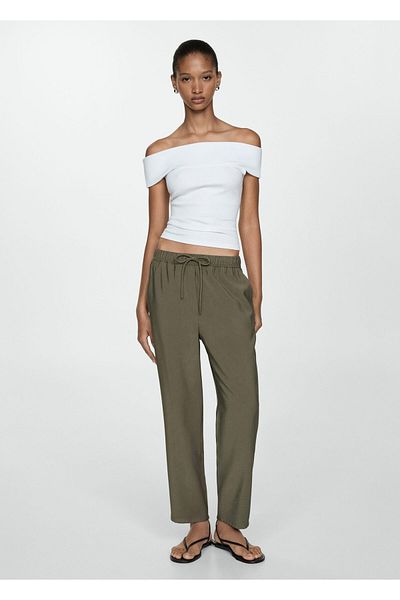 MANGO Woman Khaki Women's Pants 77160350