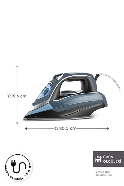 Karaca Suction Cup Ultrasteam Steam Iron Dark Blue 3000 W