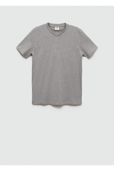 MANGO Metal Gray Men's T-Shirt 77080584