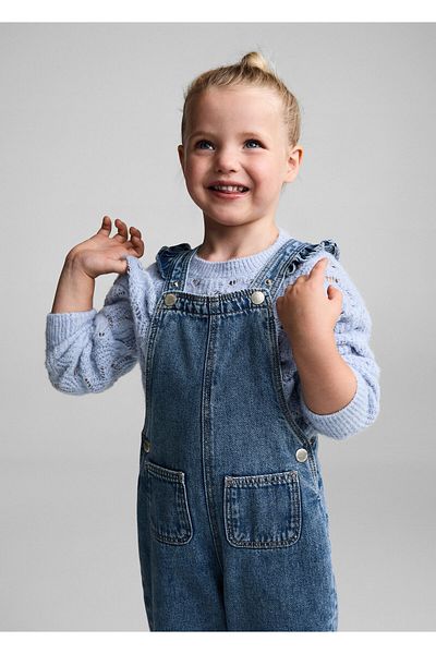 MANGO Dark Denim Baby Girl Jumpsuit 77087926