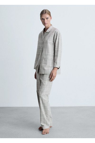 MANGO Γκρι γυναικείο μπλουζάκι πιτζάμα 77037649