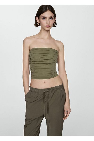 MANGO Woman Khaki Women's Pants 77160350