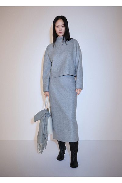 MANGO Woman Gray Women's Skirt 77097685