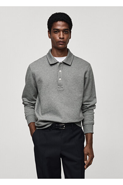 MANGO Metal Grisi Erkek Sweatshirt 77027113