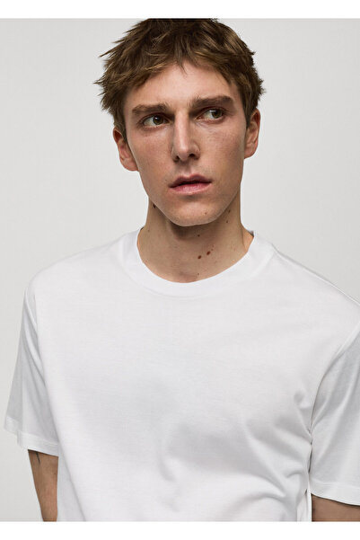 MANGO Beyaz Erkek  T-Shirt 77170585