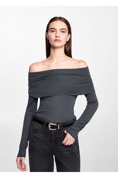 MANGO Woman Charcoal Color Girl's Sweater 77056738