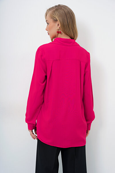 Trend Alaçatı Stili Női fukszia Basic viszkóz ing ALC-X5442