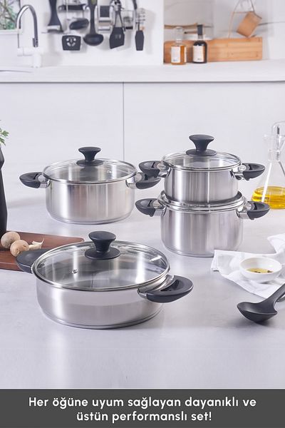 Karaca Buca Induction Base 8 Piece Steel Pot Set