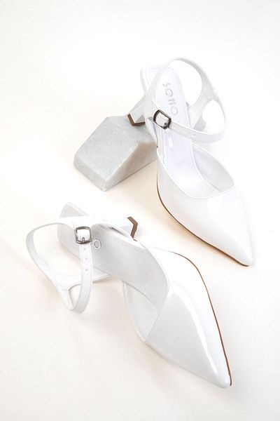 SOHO White Patent Leather Women's Classic Heeled Shoes 20644