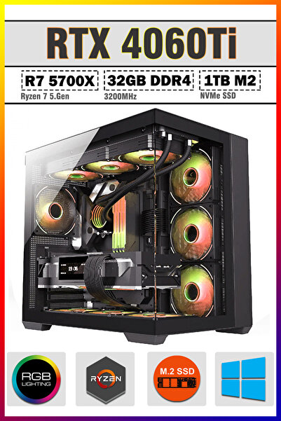 Zeiron Damage X12 Ryzen 7 5700X 32GB 1TB NVMe M.2 SSD RTX4060 Ti Sıvı Soğutma...