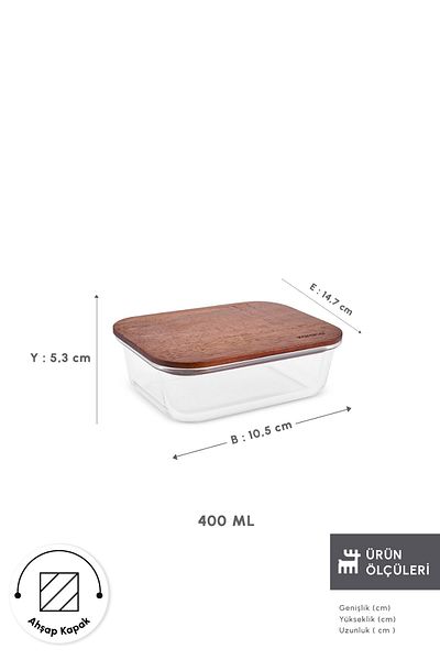 Karaca Karya Acacia Wooden Lid Glass Storage Container 400 ml