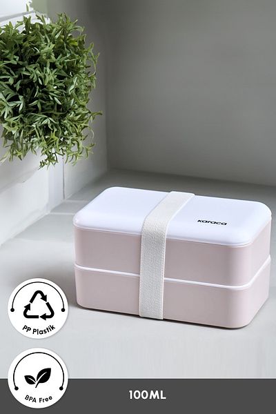 Karaca Alesta 2 Layer Compartment Lunch Box with Lid / Food Carry / Storage Box Powder