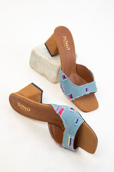 SOHO Hellblaue Denim Damen Klassische Schuhe mit Absatz 20647
