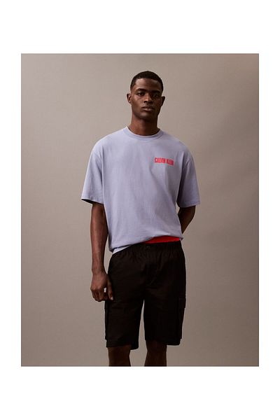 Calvin Klein Pánské modré tričko Regular Fit s krátkým rukávem a krátkým rukávem LV04RB851G-TMP