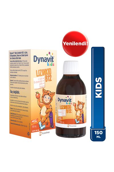 Dynavit Kids Lizinkid-B12 Syrup 150ml- L-Lizin Essential Amino Acid Support, B Vitamins, Chromium, Zinc