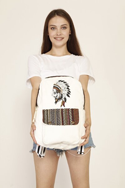 Street Bag Kızılderili Nakışlı Sırt Çantası Günlük Kullanım Seyehat