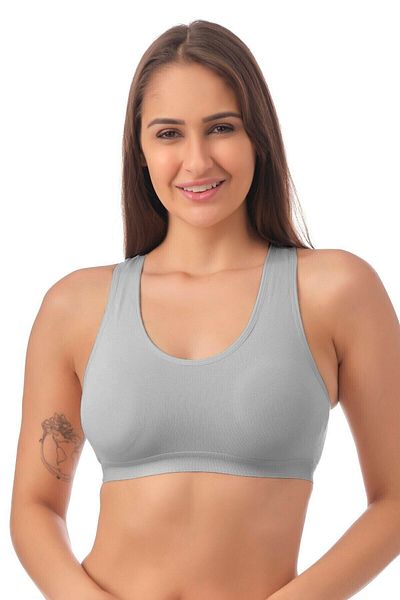 Doce Cravo Combed Cotton Padded Thick Strap Sports Bustier11601817 Gray