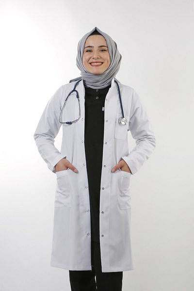 EMIR Women's White Long Sleeve 100 cm Prevailing Collar Alpaca Teacher Doctor Pharmacist Nurse Apron