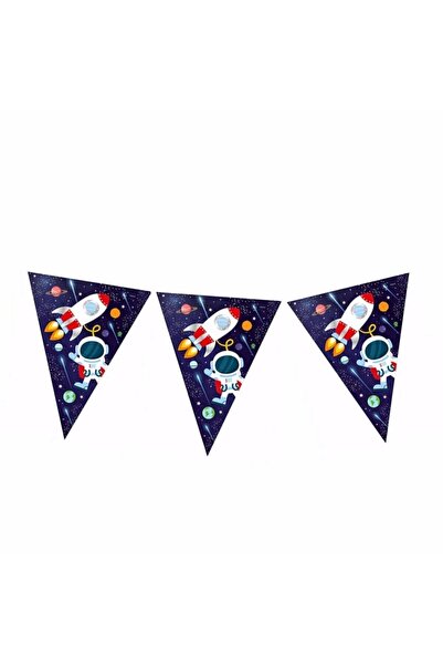 Parti dolabı Space Themed Cosmic Galaxy Licensed Triangle Pennant Birthday Fl...