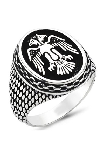 modasilvers 925 Ayar Gümüş Zincir Işlemeli Çift Başlı Selçuklu Kartalı Erkek ...