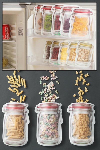 SARFEX Small Size Ziplock Storage Bag - Jar Appearance Ziplock Bag 3 Pieces