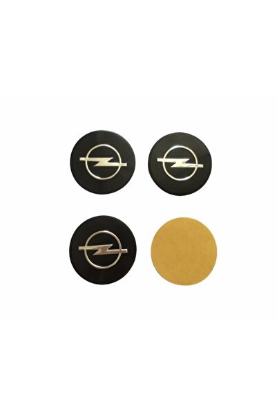 DMR Opel Siyah Logolu Alüminyum Jant Göbeği Logo 4'lü Yapıştırma 5,5 Cm