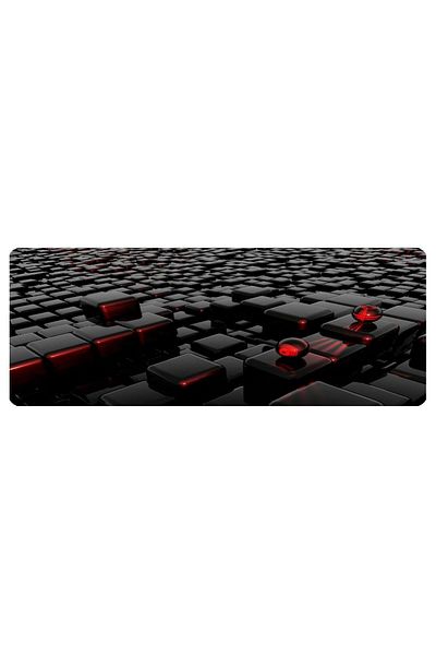 sgeteknoloji لوحة ماوس ألعاب مقاس 70 × 30 سم باللون الأحمر والأسود مخيطة ومضادة للانزلاق