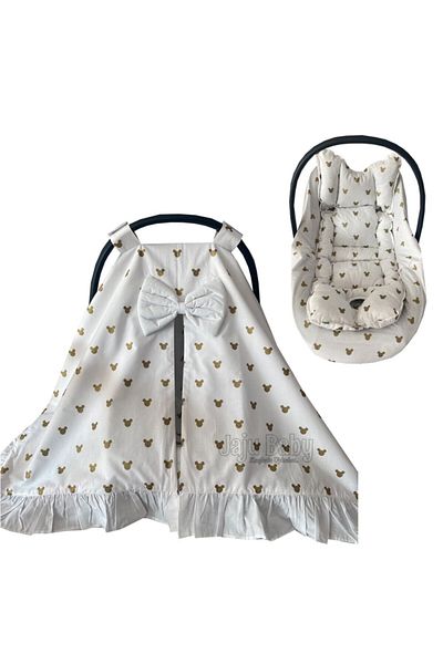 Jaju Baby Gold Poplin Fabric Stroller Cover and Stroller Cushion Set of 3