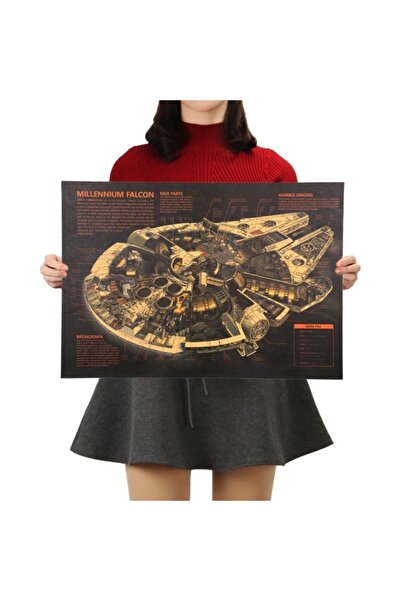 Caph Design Millenium Falcon - Star Wars Vintage Kraft Poster - 33x48cm