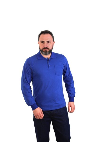 ESER İŞ GÜVENLİĞİ - Polo Yaka Uzun Kol Pike Tişört - Saks Mavi - Cepli