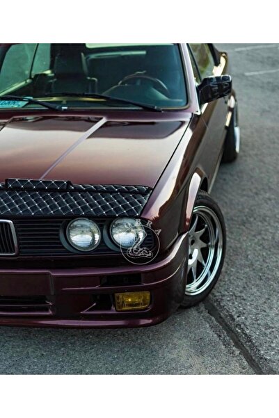 gönen deri Bmw 3 Series E30 1982-1994 قناع غطاء محرك السيارة من الجلد الأسود المبطن باللون الأبيض + ضمان لمدة 5 سنوات