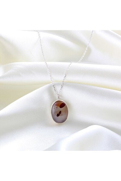 Haşimi Doğaltaş Yemen Akik Doğaltaşlı Minimal Gümüş Kolye