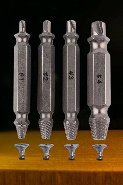 mrtbilisim Hasar Görmüş Vida Çıkarma Seti Yalama Hasarlı Vida Sökücü Set 4 Pa...