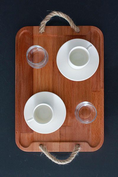 Raven Home Studio Solid Wood Jute String Tray Tray Natural