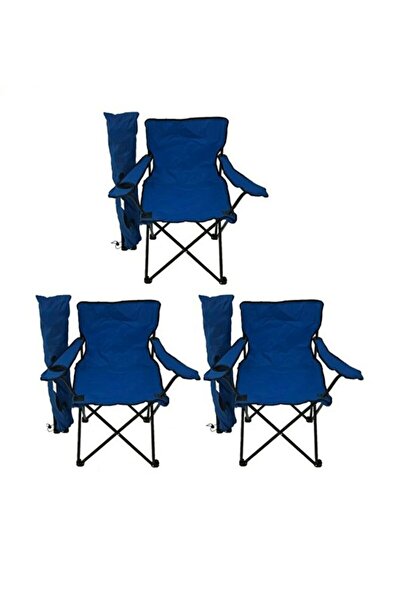 Dükkanönü 3 Adet Mavi Rejisör Kamp Sandalyesi Piknik Sandalyesi Katlanır Sand...