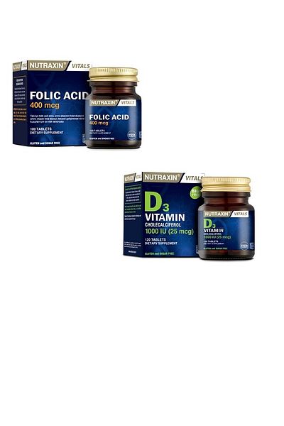 Nutraxin Vitamin D3 Kolekalsiferol - 400 Mcg 100 Tablets Folic Acid