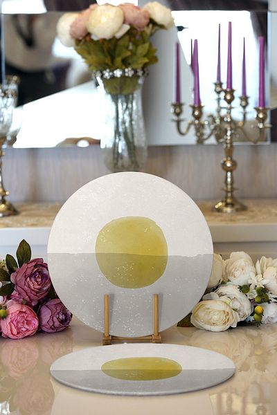 Realhomes Σετ 2 Sun & Moon Artistic Illustrated Ψηφιακά τυπωμένα διακοσμητικά στρογγυλά σουπλά & σουπλά