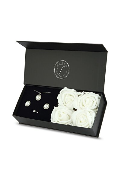 Forentina Inci Modeli Kolye Küpe Yüzük Takı Seti - Güllü Kutuda - Ps210700tr