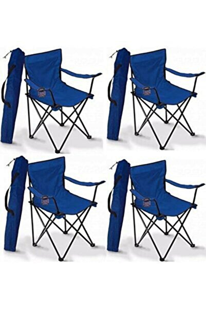 Dükkanönü 4 Adet Mavi Rejisör Kamp Sandalyesi Piknik Sandalyesi Katlanır Sandalye Taşıma Çantalı
