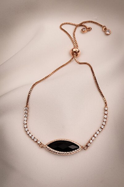 Batı Accessories سوار أسود بيضاوي الشكل من تاول مور روز