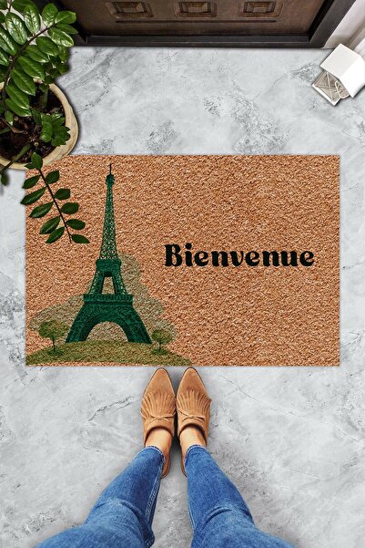 Evsebu Bienvenue Eyfel Kulesi Kapı Önü Paspası