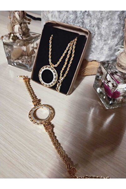 GEZERGOLD TAKI Yarım Kolye Yarım Bileklik Altın Kaplama Zirkon Taşlı