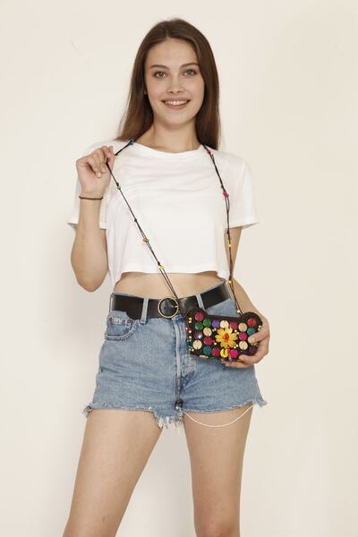 Street Bag Etnik Otantik Doğal Hindistan Cevizi Süslemeli Omuz Çantası