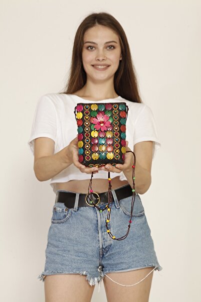 Street Bag Etnik Otantik Doğal Hindistan Cevizi Süslemeli Omuz Çantası Günlük...