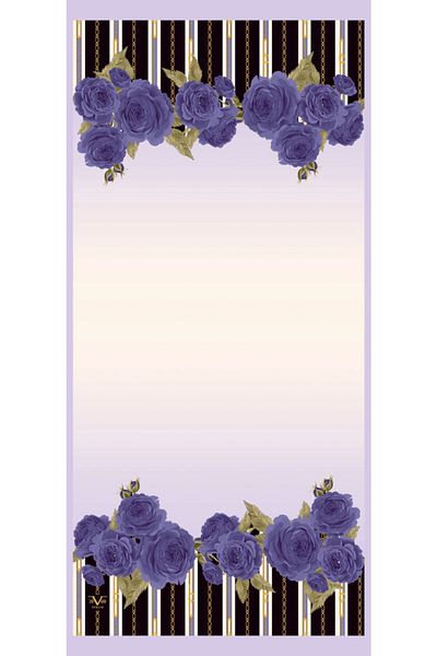 19V69 ITALIA Ecru Lavender Shawl Floral Pattern Pavia Series with Scarf Hanger and Gift Set 90x200 Cm