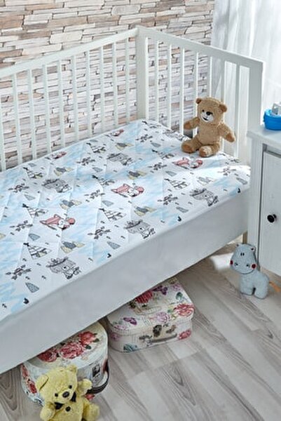 elginhomecollection kapitone sivi gecirmez alez fitted mavi desenli bebek alezi yatak koruyucu pamuklu fiyati yorumlari trendyol